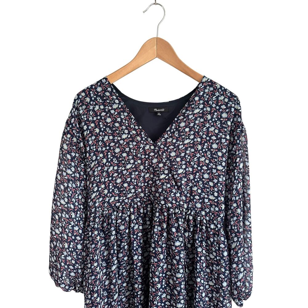 NEW Madewell Tie Waist Midi Dress in Harvest Deep Navy Vine Size XS - Picture 6 of 11